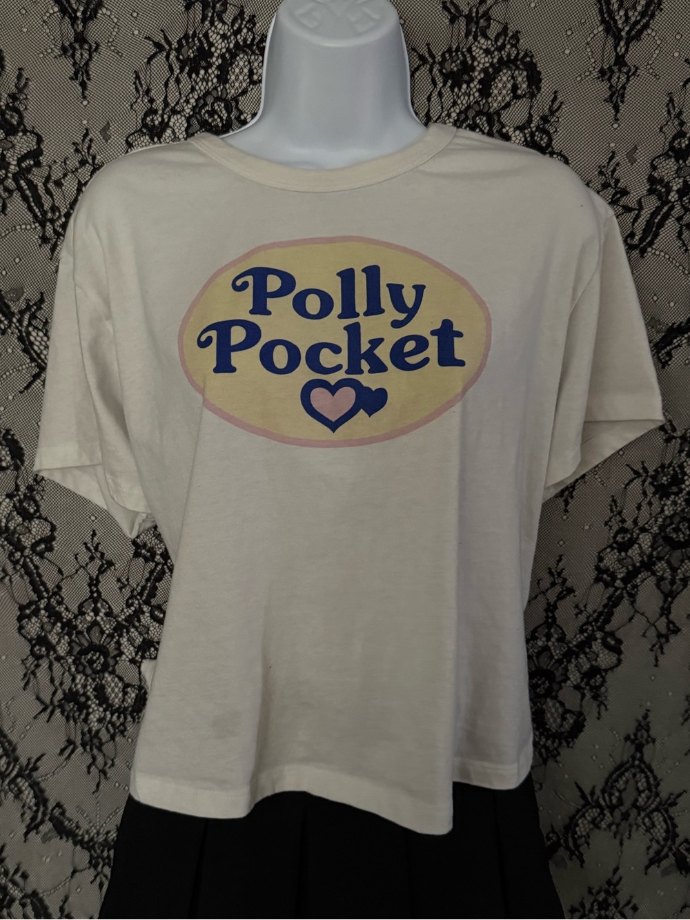Women's Polly Pocket Polly Pocket Color Logo Cropped Graphic T-Shirt - White